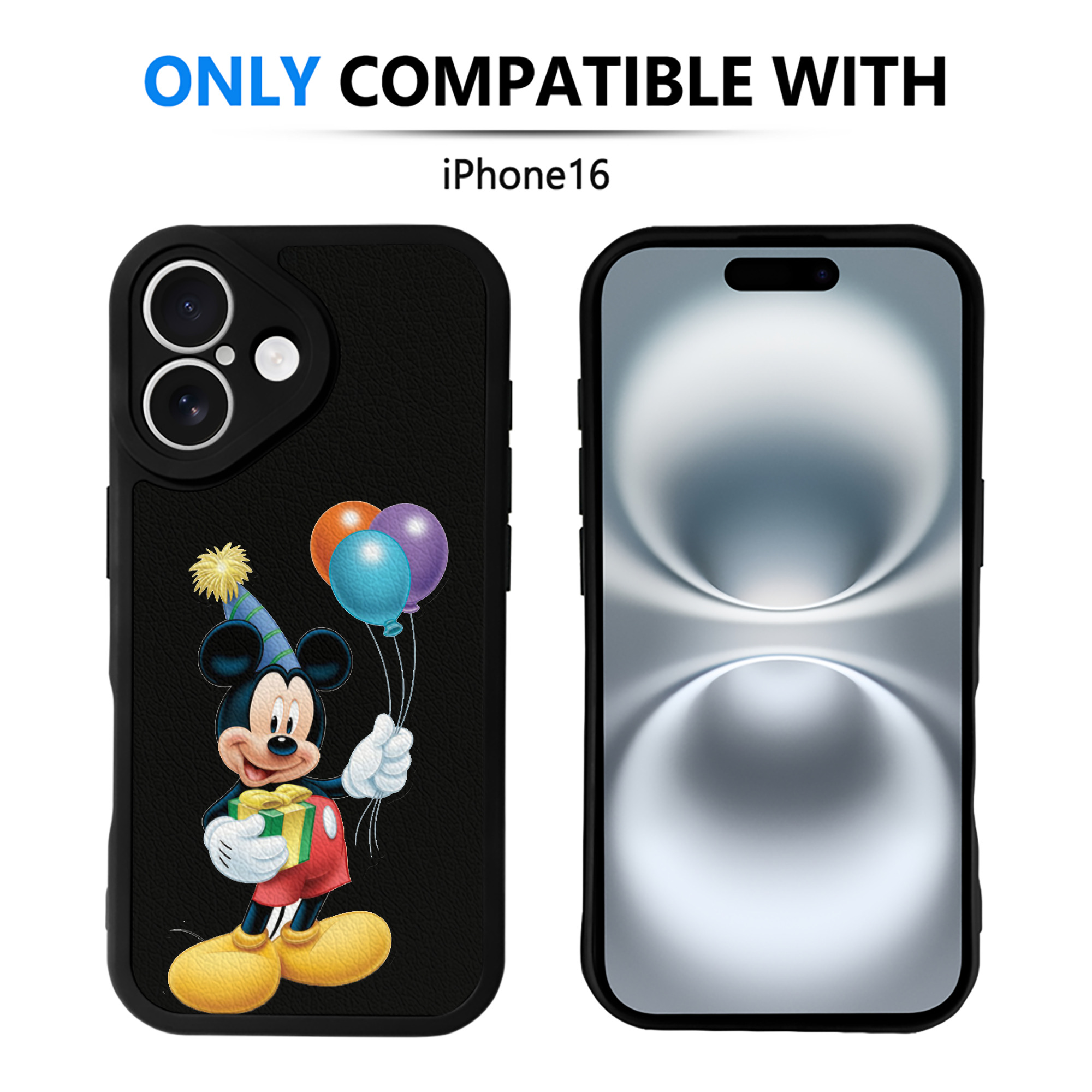 （画像用） ミッキーマウス Mickey Mouse 【iPhone 16シリーズ対応】シリコンスマホケース（レザー調） 材質：シリコン